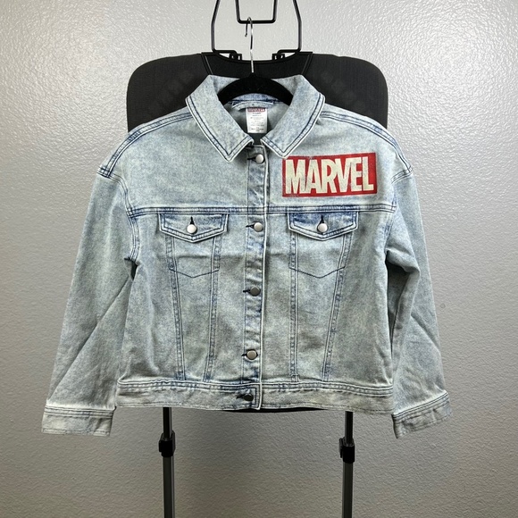 Disney Marvel Girls' Light Denim Wash Jacket, Sizes 10/12 - Picture 1 of 9